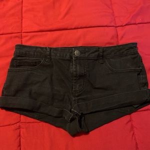Black jean shorts